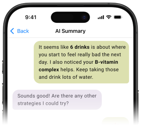 A picture of an AI summary for drinking habits